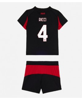 Günstige AC Milan Samuele Ricci #4 Heimtrikotsatz Kinder 2025-26 Kurzarm (+ Kurze Hosen)